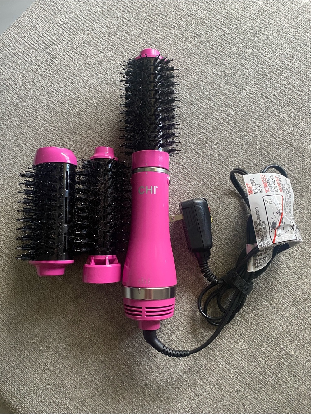 CHI Pink Hot Air Brush Styler with Interchangeable Round Brush Heads